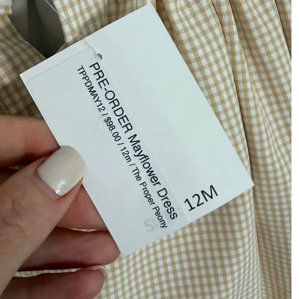 The Proper Peony Gingham‎ Mayflower Dress NWT $98 Size 12mo
